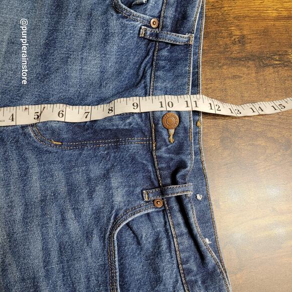 Loft Jeans Cut Off Shorts Size 4 High Rise Medium Dark Wash Stretch Denim - Picture 9 of 12